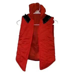 Fortnite Unisex Kids Red/Black Poly Puffer Open Vest w/Soft Spikes EUC